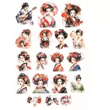 Стикеры BLINGIRD "Японская гейша и кимоно", бумага