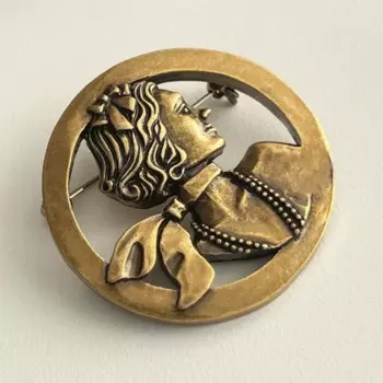 Стильная французская латунная брошь на голову