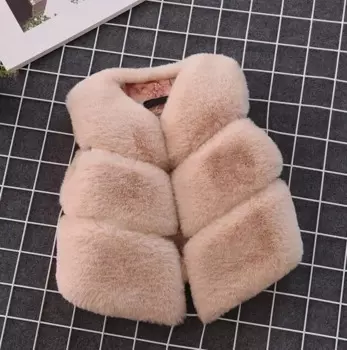 Стильный меховой жилет для маленьких девочек, теплая зимняя одежда для маленьких девочек, пушистый жилет из искусственного меха, плотное пальто, верхняя одежда