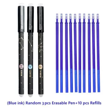 Стираемые гелевые ручки hopk 0.5 мм, синий/черный, набор 3 шт. + 10 стержней