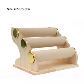 Стойка для часов-браслетов Rasalhaguer металлическая деревянная 3-слойная