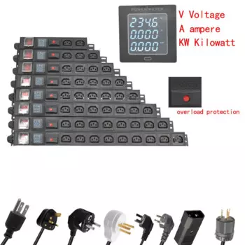 Стойка сетевого шкафа Smart PDU 1U блок распределения питания 2-9AC IEC C13 защита от перегрузки розетки ЕС Австралии США Великобритании