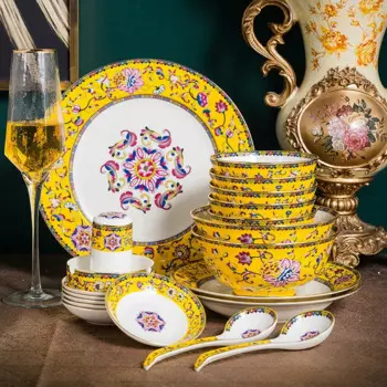 Столовая посуда Jingdezhen Набор цветных мисок и палочек для еды, домашние подарки, фарфоровая посуда, миски и тарелки