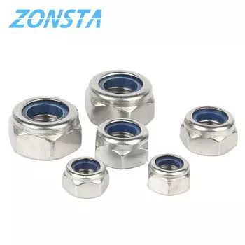 Нейлоновые стопорные гайки M2 M2.5 M3 M4 M5 M6 M8 M10 M12 M14 M16 M20 304 из нержавеющей стали Шестигранная противоскользящая Автоматическая Стопорная гайка DIN985