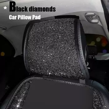 Стразы чехлы на автомобильные сиденья с черными бриллиантами, всесезонные универсальные автомобильные подушки на сиденья, автомобильные аксессуары для женщин, подарок для дам