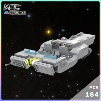Строительные блоки MOC-129064 Mini, космический корабль, патруль, боевые самолеты, модель оружия, маленькие частицы, кирпич, Настольная игрушка