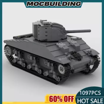 Строительные блоки MOC M4A2-75 Sherman, модель оружия, сборные кирпичи для творчества, детские игрушки, подарки