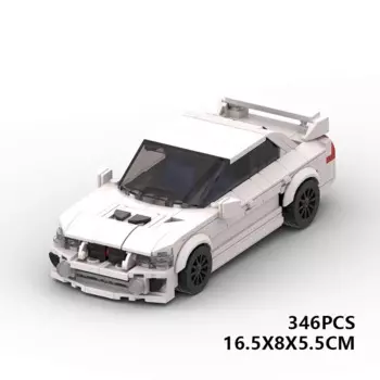 Строительный блок MOC- 163741 , Гоночный автомобиль с 8 сетками, модель грузовика 346 шт., детский подарок на день рождения, рождественские игрушки «сделай сам»