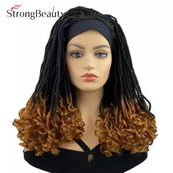 StrongBeauty длинные Твист Синтетические парики вязание крючком косички парик с головной повязкой ледяная лента женские 3/4 половина волос