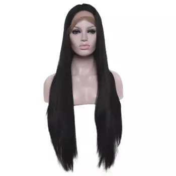 StrongBeauty парик фронта шнурка Ombre волосы серые/золотистые длинные прямые парики из синтетического термостойкого волокна