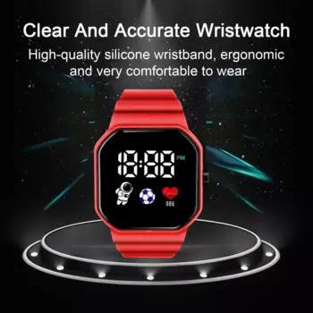 Студенческие светодиодные часы с квадратным циферблатом, съедобные регулируемые наручные часы с силиконовым ремешком, легкие детские наручные часы унисекс Mira
