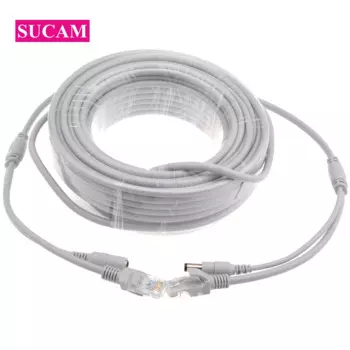 Кабель Ethernet SUCAM, 5 м, 10 м, 15 м, 20 м, 30 м, CAT5/CAT-5e RJ45 + серый кабель питания постоянного тока для IP-сетевых камер, NVR, систем видеонаблюдения