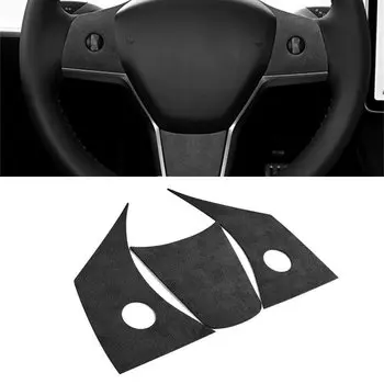 Sude Leahter для Tesla Model 3 2017-2022 Model Y 2019-2023, нашивки на руль, накладка, наклейка, украшение для салона автомобиля