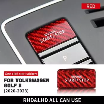 Твердое сухое углеродное волокно для Volkswagen VW Golf 8 MK8 2020 2021 2022 2023 Наклейка на кнопку запуска и остановки двигателя автомобиля Внутренняя отделка
