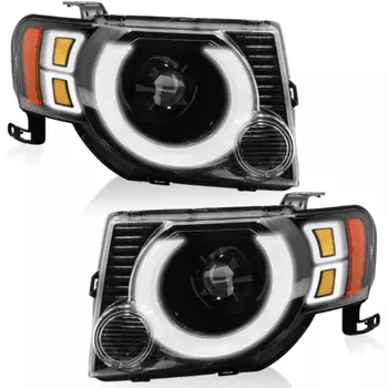 Sulinso 2 шт. Halo светодиодные трубчатые фары для проектора, черные с 6 дюймовыми синими огнями DRL, совместимые с Ford Escape 2008-2012 гг.