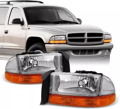 Sulinso подходит для Dodge Dakota 1997-2004 гг. | 98-03 Durango Chrome водительские левые + пассажирские правое фары + комплект пар сигнальных ламп