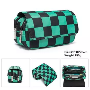 Сумка для карандашей с двойной молнией, вместительный холщовый чехол для карандашей с аниме «рассеиватель демонов»: Kimetsu No Yaiba, бумажник, мешок для хранения канцелярских принадлежностей