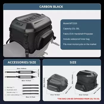 Сумка для мотоцикла Rhinowalk, 100% водонепроницаемая внутренняя сумка, 23L-35L, расширяемая сумка на заднее сиденье, твердый рюкзак, чемодан, чехол для водителя