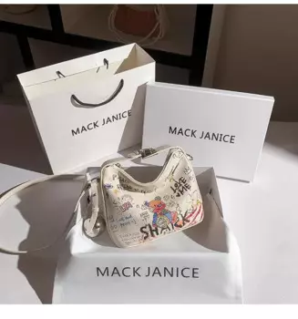 Сумка Хобо с милым медведем и граффити, текстурированная кожа, дамская сумочка, модный мессенджер на плечо, повседневная женская сумка