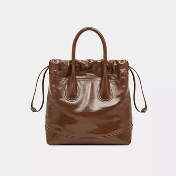 Сумка-хобо женская из натуральной кожи, на шнурке