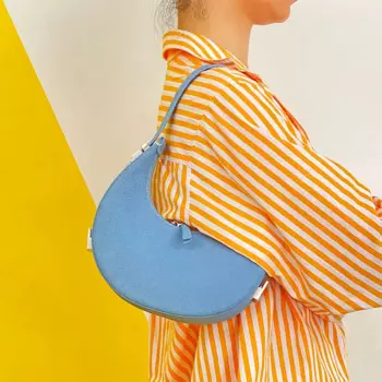 Сумка-хобо женская из воловьей замши, с полумесяцем