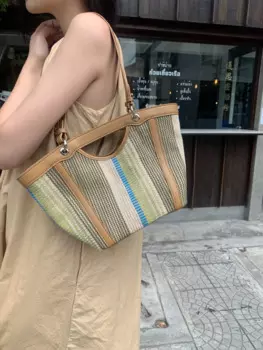 Сумка-хобо женская с контрастной полосой, на плечо