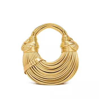 Сумка-хобо женская с узлом под подмышек, из кожи