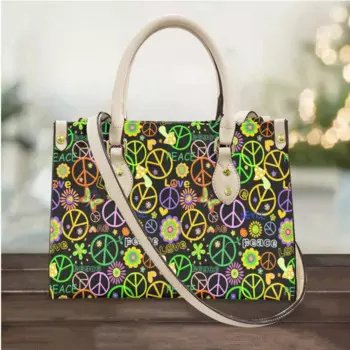 Сумка на плечо с принтом сердца мира и цветов в стиле хиппи, веселая роскошная сумка-мессенджер, модная универсальная женская сумка с верхней ручкой