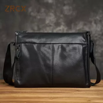 Сумка на плечо ZRCX мужская из мягкой кожи, повседневный Простой деловой мессенджер из воловьей кожи, горизонтальная вместительная сумочка