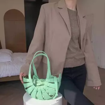 Сумка на шнурке с полосками, однотонная Повседневная пляжная сумка на ремне, 2024