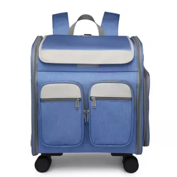 Сумка-тележка для домашних животных, вместительный дорожный рюкзак с бесшумными колесами для кошек и собак, складная уличная переноска для домашних питомцев