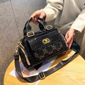 Сумка-тоут из натуральной кожи, с блестками