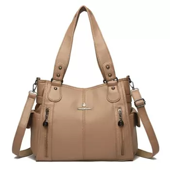 Сумка-тоут женская через плечо из мягкой кожи, 2024