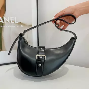 Сумка-тоут женская из мягкой кожи с полумесяцем