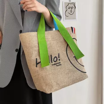 Сумка-тоут женская с двусторонним принтом, милая вместительная дизайнерская льняная Сумочка с подбором цветов