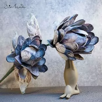 SunMade искусственные цветы большие далии Ретро фиолетовый зеленый