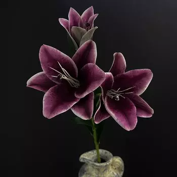 SunMade искусственные лилии шелк 3 головки белые