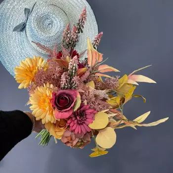 SunMade искусственный осенний букет роз и хризантем из шелка