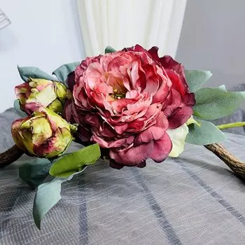 SunMade шелковые искусственные белые и фиолетовые пионы