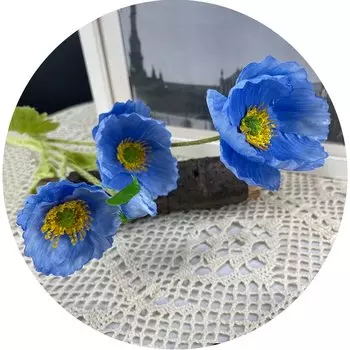 SunMade шелковые искусственные маковые цветы голубые