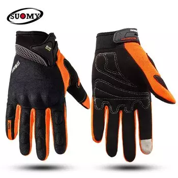 SUOMY сетчатые дышащие мотоциклетные перчатки с полным пальцем, классические носимые S-XXL, мужские и женские мотоперчатки для верховой езды