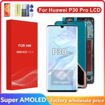 Супер AMOLED дисплей для Huawei P30 Pro, ЖК-дисплей, преобразователь сенсорного экрана в сборе с рамкой VOG-L29 VOG-L09 VOG-L04, ЖК-дисплей