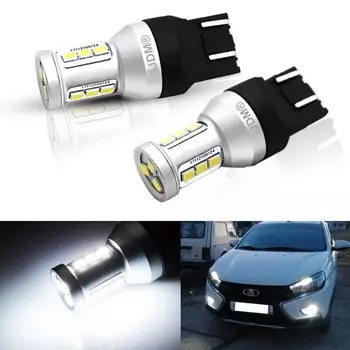 Супер яркие без ошибок T20 7440 W21W 7443 W21/5W светодиодные лампы для Lada Kalina Granta Vesta DRL дневные ходовые огни резервная лампа