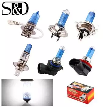 Супер яркие галогенные лампы H1 H3 H4 H7 H8 H9 H11 9005 HB3 9006 HB4 55 Вт 6000K Автомобильные фары, противотуманные фары, лампы белого цвета для парковки