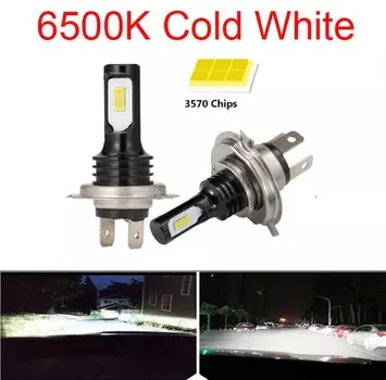 Супер яркие светодиодные Автомобильные фары CSP 100W H4 H7, дневные ходовые огни 6000K, автомобильные фары дальнего и ближнего света, лампы, 2 шт.