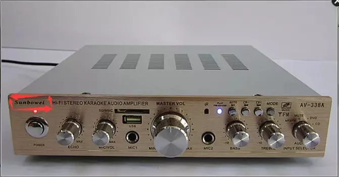 Супер тонкий домашний усилитель мощности 150 Вт + 150 Вт AV338 с Bluetooth и Usb-картой, усилитель мощности/усилитель высокой мощности, компьютер для караоке