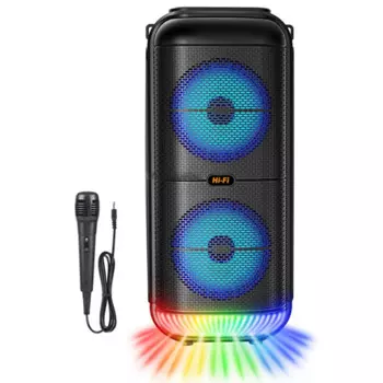 Супербольшая уличная Bluetooth-Колонка 1200 Вт, 6-дюймовый сабвуфер с двойным гудком, Портативная Беспроводная колонка с басами и микрофоном
