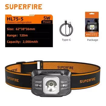 SUPERFIRE HL75 мини налобный фонарь красный