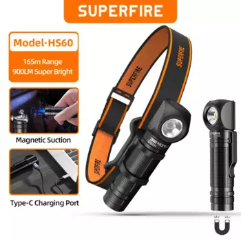 SUPERFIRE HS60 Магнитный налобный фонарь 900LM