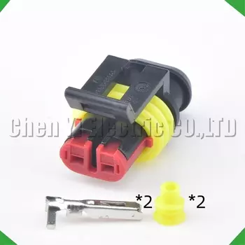 Супергерметичный Водонепроницаемый Электрический автомобильный разъем, 2 контакта, штекер, гнездо для автомобиля 282104-1 282080-1 с проводом 15 см 18awg